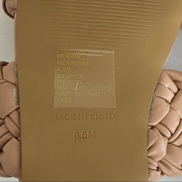 NEW Steve Madden Woven Sandals Slip On Slides Size 8.5‎ Nude Beige Tan Merrin - Picture 9 of 9